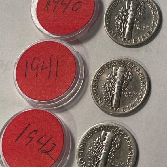 3 Mercury War Dimes - 1940-1941-1942 Just Brilliant - Picture 5 of 5
